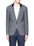 Main View - Click To Enlarge - LANVIN - Leather collar check wool blazer