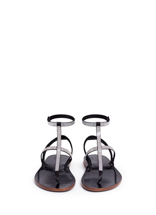 Front View - Click To Enlarge - PEDRO GARCIA  - 'Ilania' crystal pavé satin gladiator sandals