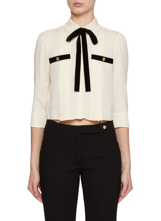 Main View - Click To Enlarge - PRADA - Brown Front Quarter Sleeve Top