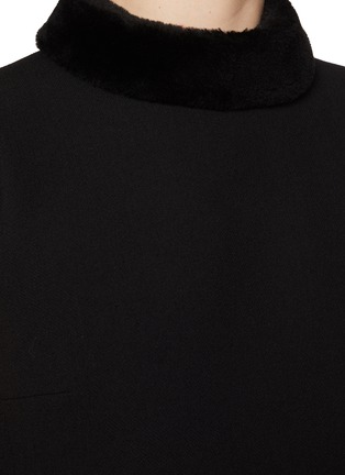  - PRADA - Faux Fur Trim Cap Sleeve Wool Top