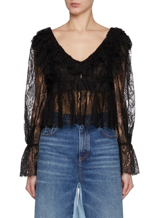 Main View - Click To Enlarge - CHLOÉ - V-Neck Floral Lace Top