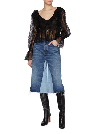 Figure View - Click To Enlarge - CHLOÉ - V-Neck Floral Lace Top