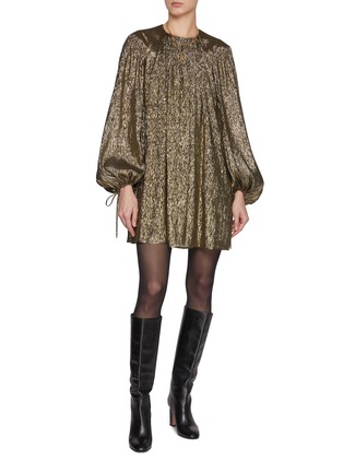 Figure View - Click To Enlarge - CHLOÉ - Lamé Silk Blend Crêpon Dress