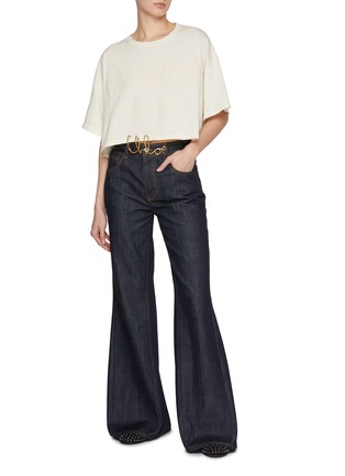 Figure View - Click To Enlarge - CHLOÉ - College Cropped Cotton Jersey T-Shirt