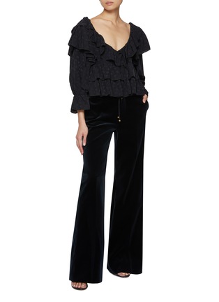 Cotton Velvet Flared Leg Pants