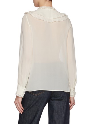 Back View - Click To Enlarge - CHLOÉ - Lace Trim Sheer Silk Blouse