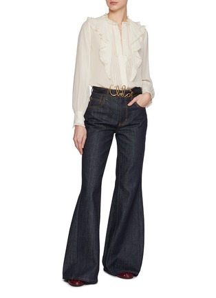 Figure View - Click To Enlarge - CHLOÉ - Lace Trim Sheer Silk Blouse