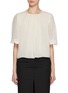 CHLOÉ Georgette Lace Trim Cropped Silk Blouse