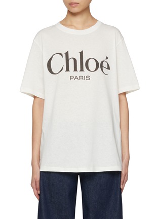 Main View - Click To Enlarge - CHLOÉ - Light Wash Logo Cotton T-Shirt