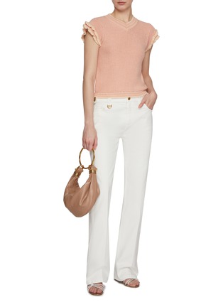 Figure View - Click To Enlarge - CHLOÉ - V-enck Ruffle Wool Knit Top