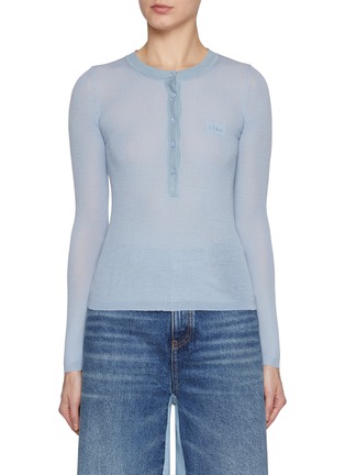 Main View - Click To Enlarge - CHLOÉ - Round Neck Superfine Ribbed Wool Knit Top