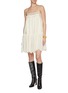 Figure View - Click To Enlarge - CHLOÉ - Lace Trim Silk Flared Dress