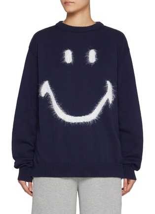 Main View - Click To Enlarge - JOSHUA’S - Smiley Face Motif Cotton Sweater