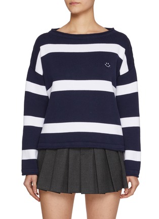 Main View - Click To Enlarge - JOSHUA SANDERS - Smiley Face Patch Cotton Sweater