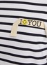  - JOSHUA SANDERS - Smiley Face Slogan Patch Striped Cotton T-Shirt