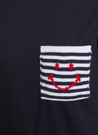  - JOSHUA SANDERS - Striped Smiley Face Pocket Cotton T-Shirt