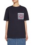 Main View - Click To Enlarge - JOSHUA SANDERS - Striped Smiley Face Pocket Cotton T-Shirt