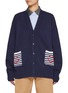 Main View - Click To Enlarge - JOSHUA SANDERS - Smiley Face Motif Pocket Cotton Cardigan