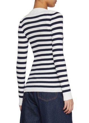 Back View - Click To Enlarge - JOSHUA SANDERS - Round Smile Striped Knit Cardigan