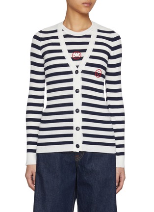 Main View - Click To Enlarge - JOSHUA SANDERS - Round Smile Striped Knit Cardigan