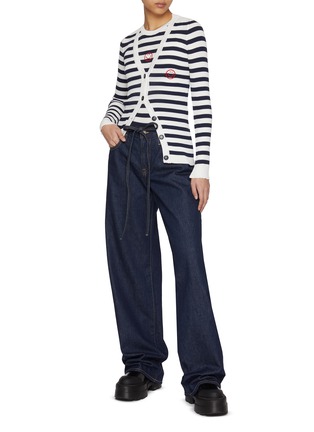 Figure View - Click To Enlarge - JOSHUA SANDERS - Round Smile Striped Knit Cardigan
