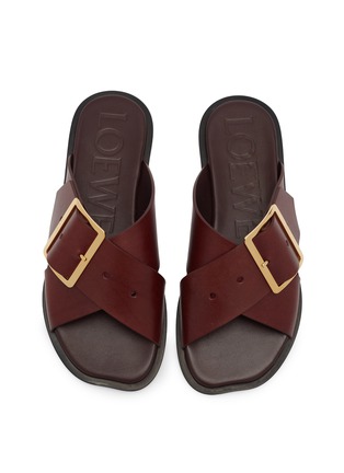 Detail View - Click To Enlarge - LOEWE - Petal Belt Leather Flat Sandals