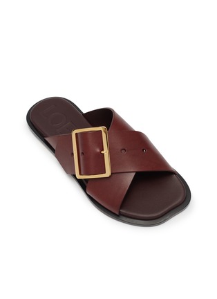 Detail View - Click To Enlarge - LOEWE - Petal Belt Leather Flat Sandals