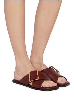 Figure View - Click To Enlarge - LOEWE - Petal Belt Leather Flat Sandals