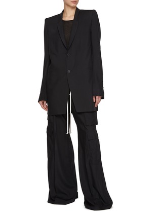 Figure View - Click To Enlarge - RICK OWENS  - Giacca Single Breasted Wool Blazer