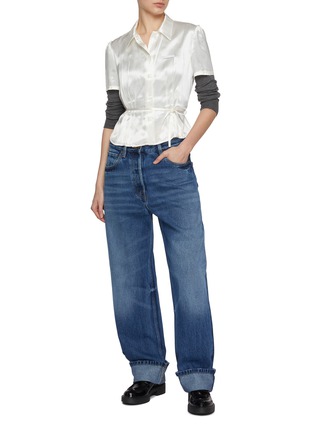 Figure View - Click To Enlarge - PRADA - Turned Up Cuff Dark Wash Jeans