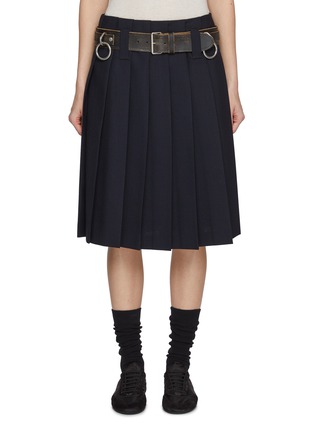 PRADA | Studded Punk Belt Pleated Wool Skirt | Women | Lane