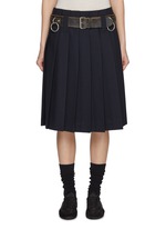 PRADA | Studded Punk Belt Pleated Wool Skirt | Women | Lane Crawford