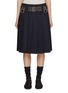 PRADA Studded Punk Belt Pleated Wool Skirt