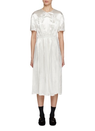Main View - Click To Enlarge - PRADA - Embroidered Satin Midi Dress