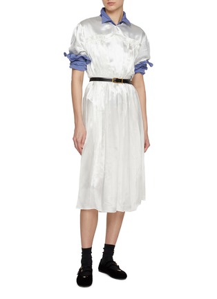 Figure View - Click To Enlarge - PRADA - Embroidered Satin Midi Dress