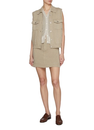 Figure View - Click To Enlarge - BARRIE - Bicolour Cashmere Cotton Denim Skirt