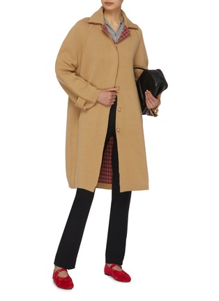 Figure View - Click To Enlarge - BARRIE - Contrast Tartan Trim Knit Coat