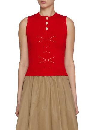 Main View - Click To Enlarge - BARRIE - Thistle Pattern Cashmere Cotton Top