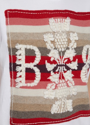  - BARRIE - Logo Knit Patch Appliqué Crewneck Cotton Cashmere T-shirt