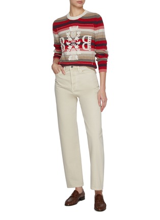 Figure View - Click To Enlarge - BARRIE - Stripe Appliqué Cashmere Sweater