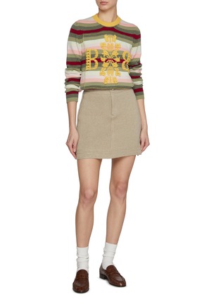 Figure View - Click To Enlarge - BARRIE - Stripe Appliqué Cashmere Sweater