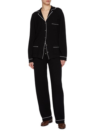 Figure View - Click To Enlarge - BARRIE - Contrast Trim Cashmere Silk Pyjama Pants