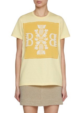 Main View - Click To Enlarge - BARRIE - Logo Knit Patch Appliqué Cotton Cashmere T-shirt