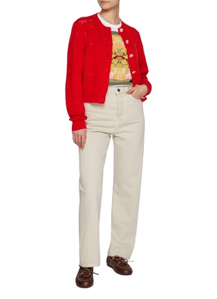 Figure View - Click To Enlarge - BARRIE - Shiny Button Thistle Pattern Cardigan