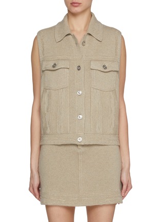 Main View - Click To Enlarge - BARRIE - Bicolour Cashmere Cotton Denim Gilet