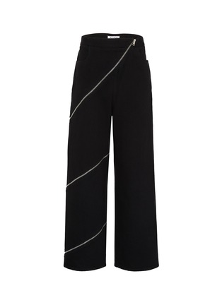 Main View - Click To Enlarge - ALAÏA - Spiral Zip Wide Leg Dark Wash Jeans