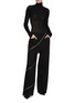 Figure View - Click To Enlarge - ALAÏA - Spiral Zip Wide Leg Dark Wash Jeans