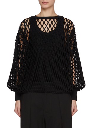 Front View - Click To Enlarge - ALAÏA - Fishnet Cutout Top
