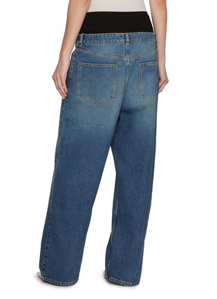 Back View - Click To Enlarge - ALAÏA - Contrast Waistband Medium Wash Denim Jeans