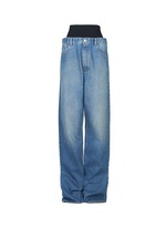 ALAÏA | Contrast Waistband Medium Wash Denim Jeans | Women